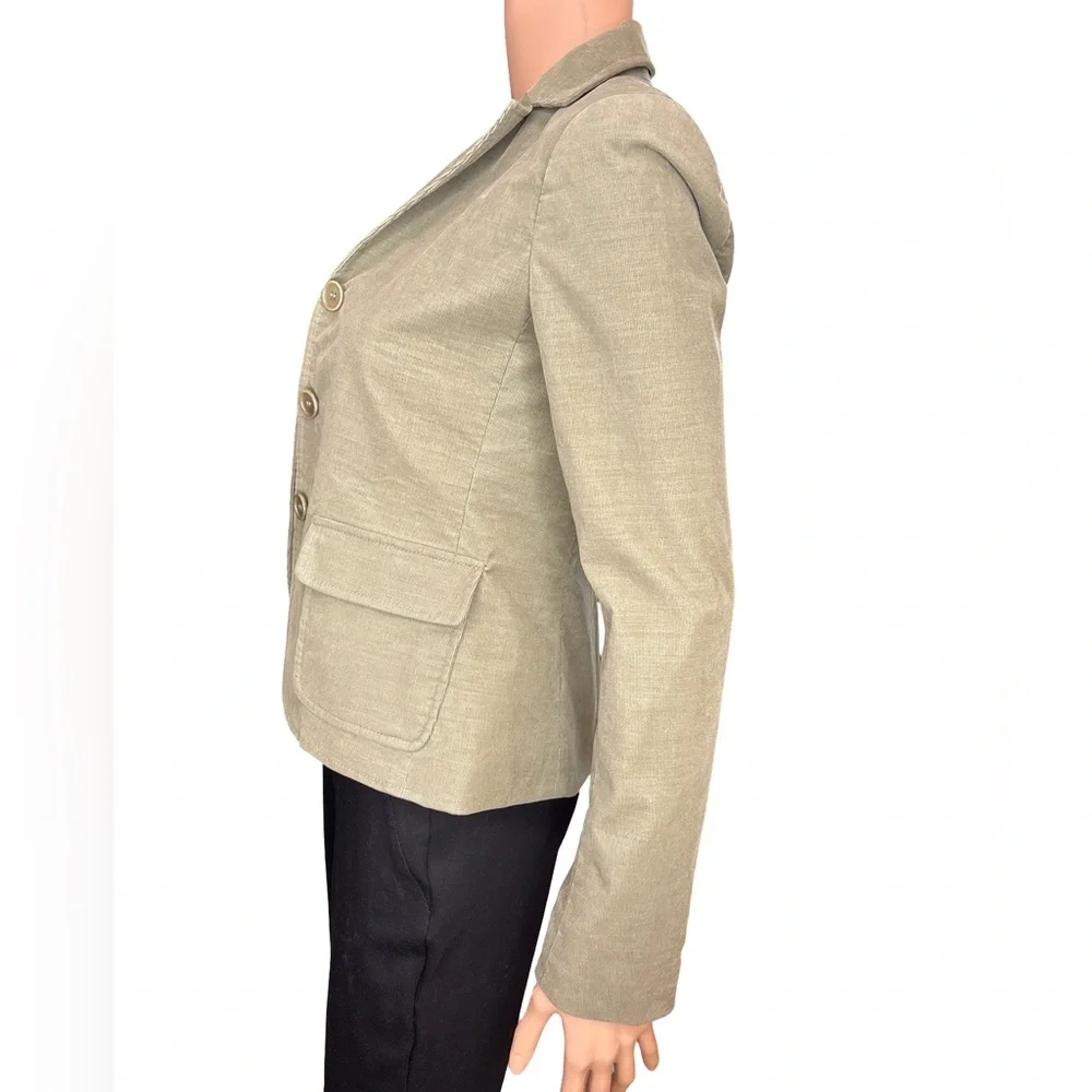 Theory Olive Green Notched Lapel Cordouroy Button Blazer Size 0